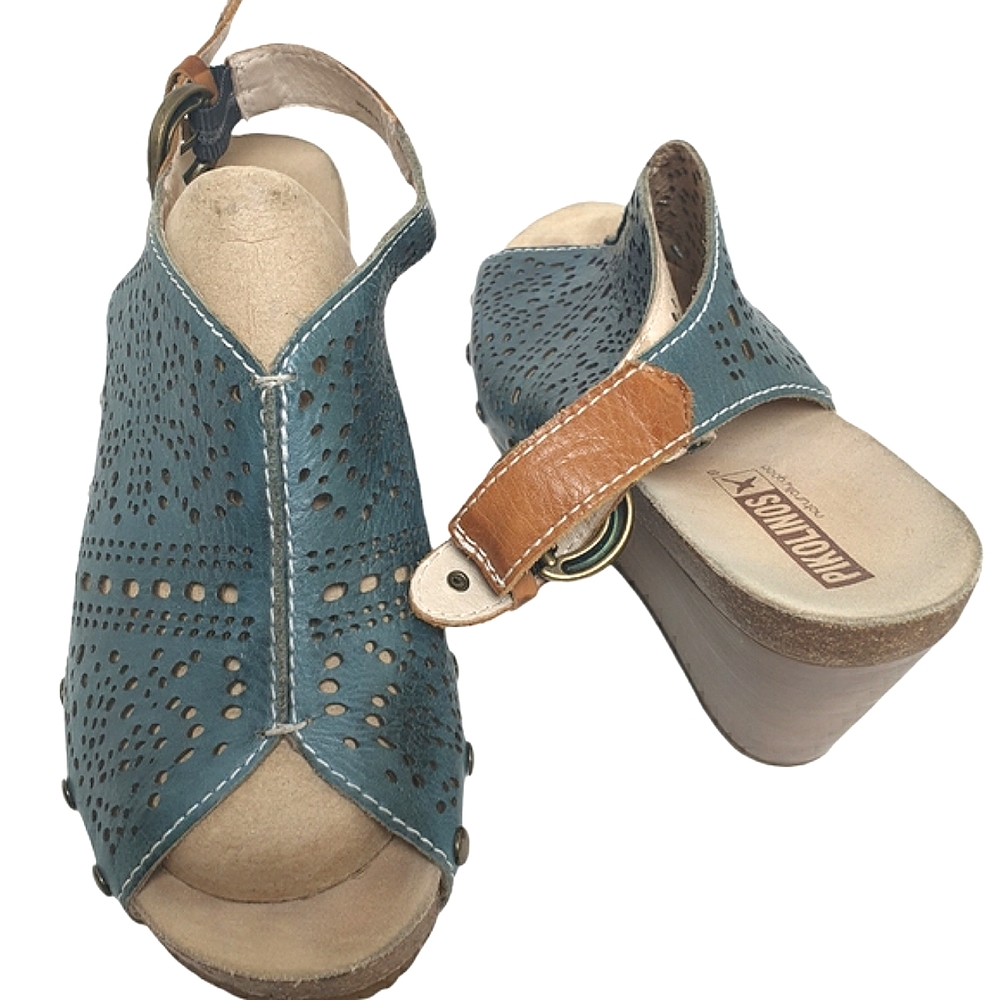 Pikolinos Benissa colorJeans wedge sandal size 7 - Picture 4 of 10